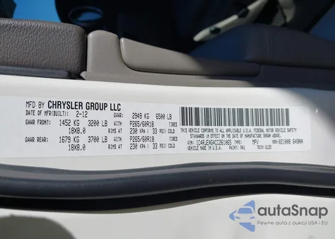 2012 Jeep Grand Cherokee Laredo z USA, uszkodzony, nr VIN 1C4RJEAG4CC261065